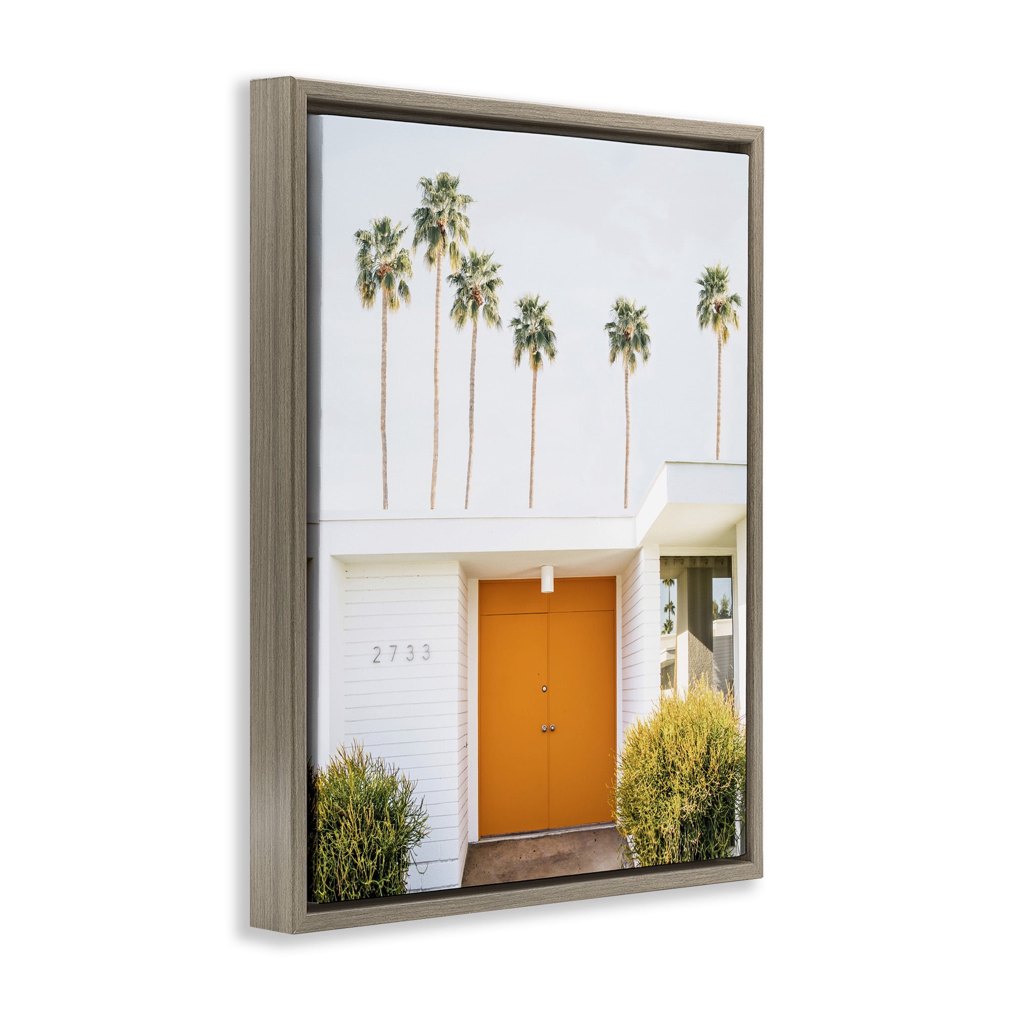Stupell Industries Palm Springs Orange Door Botanical & Floral Photography Brown Floater Framed Canvas Art Print Wall Art, 17 x 21
