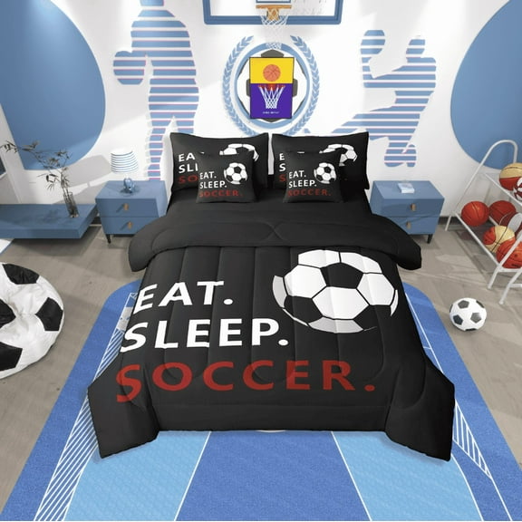 Erosebridal Rugby Print Bedding Sets Twin Size,Ball Gamer Comforter Sets With Sheets,Football Bedroom Decor,Reversible,Breathable,7Pcs