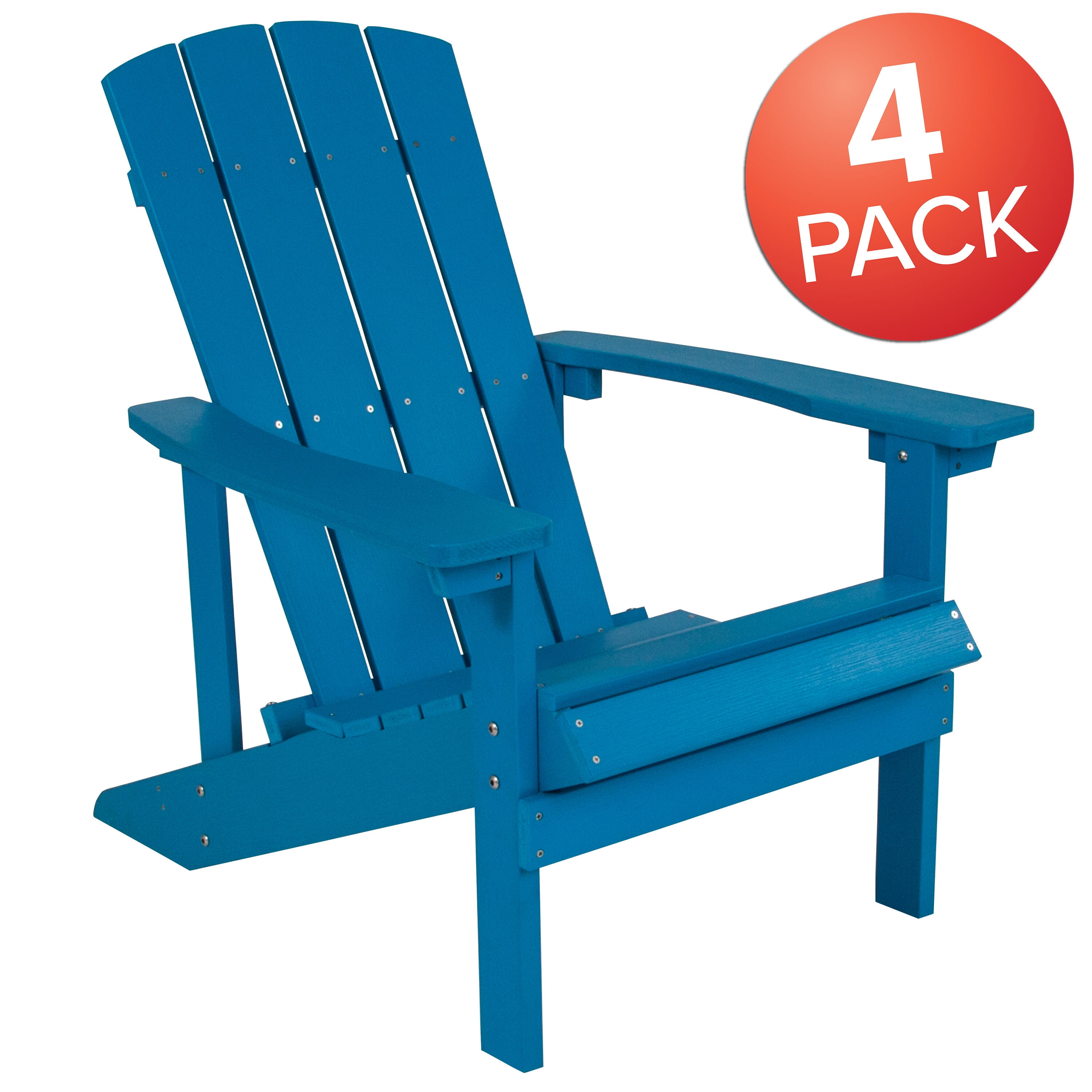 Merrick Lane Set of 4 All-Weather Poly Resin Wood Adirondack Chairs in Azure Blue
