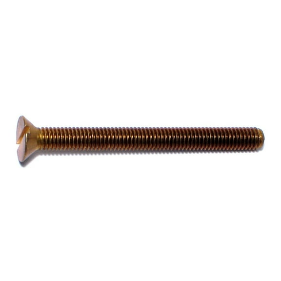 #10-32 x 2" Brass Fine Thread Slotted Flat Head Machine Screws MSFB-261