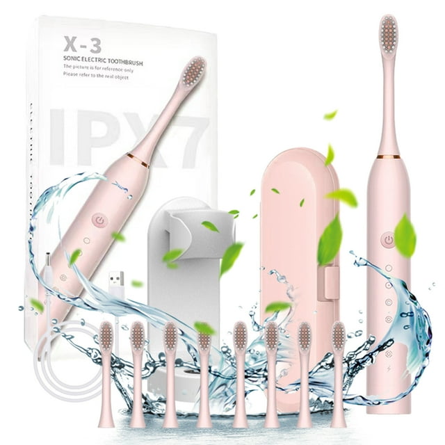 Toothbrush With 8 Brush HeadsWith Toothbrush Box With Bracket 6 Cleaning ModesWater Proofing IPX7 Water Proofing Toothbrush-Newly