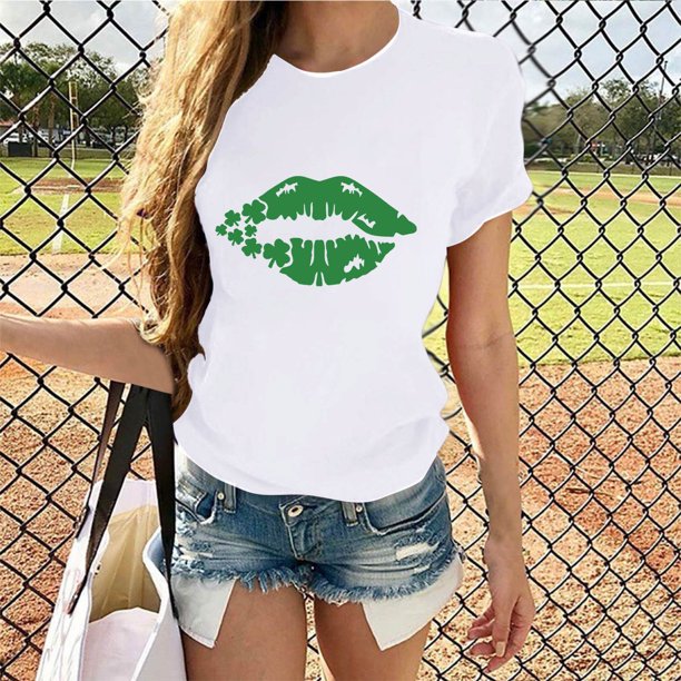 Puntoco Liquidación de camisetas cortas para mujer Camiseta de manga corta con cuello redondo y estampado informal a la moda para mujer