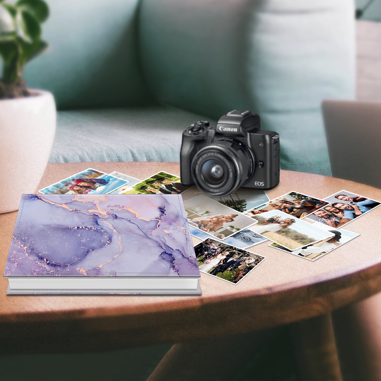 Fintie Photo Album 4x6 Photos - 300 Pockets Large Capacity Premium Vegan Leather Photo Book Cover for Family Wedding Anniversary Baby Vacation Pictures, Lilac Marble