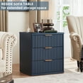thumbnail image 6 of LELELINKY Fluted Nightstand with Charging Station, Mid Century Bedside Tables with 3 Drawers, Small End Tables for Living Room, Blue, 6 of 9