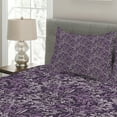 thumbnail image 2 of Ambesonne Garden Quilted Coverlet 3 Pcs, Flourishing Vintage Lily, King Size, Pale Lilac Eggplant, 2 of 4