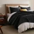 thumbnail image 2 of Velvet Quilt Oversized California King-120''x120'', Lightweight Black Velvet Comforter Set with 2 Pillow Shams, Soft Oversized Cross Stitch Bedspread Coverlet Quilted Bedding Set for All Season, 2 of 7