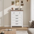 thumbnail image 2 of EastVita White Freestanding 41.3 Inch Tall Vertical Wooden Chest of Dresser with 5 Storage Drawer and Brown Top Finished for Living Room Bedroom Entryway Bedroom, 2 of 7