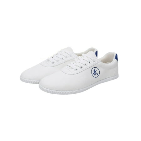 

Woobling Unisex Cheer Shoes White Taekwondo Lace Up Canvas Sneakers Women Men Tai Chi Lightweight Kung Fu Non-Slip White Blue 10