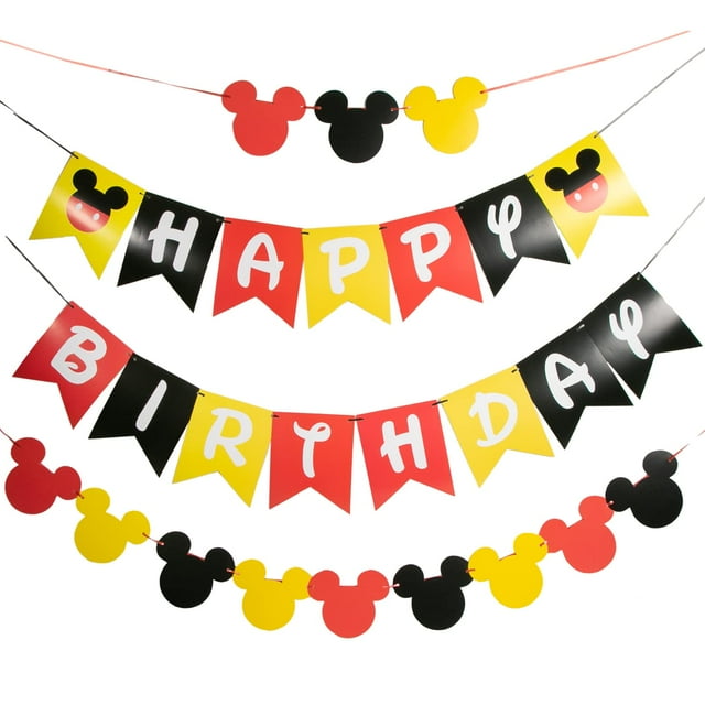 Banderín de cumpleaños ChuangQi colorido con banderines estilo Mickey