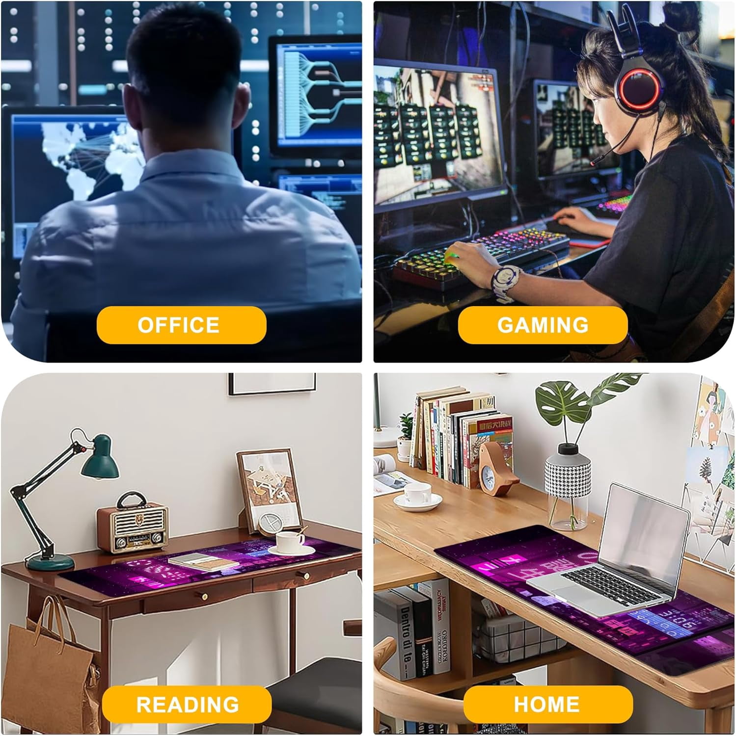 Desk Pad Anime Street Desk Mat for Keyboard and Mouse, Large XXL Gaming Mouse Pad with Stitched Edges for Work Game Office, 35.43 x 15.75 in