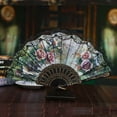 thumbnail image 2 of kjfeif Foldable Fan Handheld Fabric Bamboo Fan Chinese Vintage Style Hand Held Folding Fans for Party Wedding Dancing Decoration, 2 of 7
