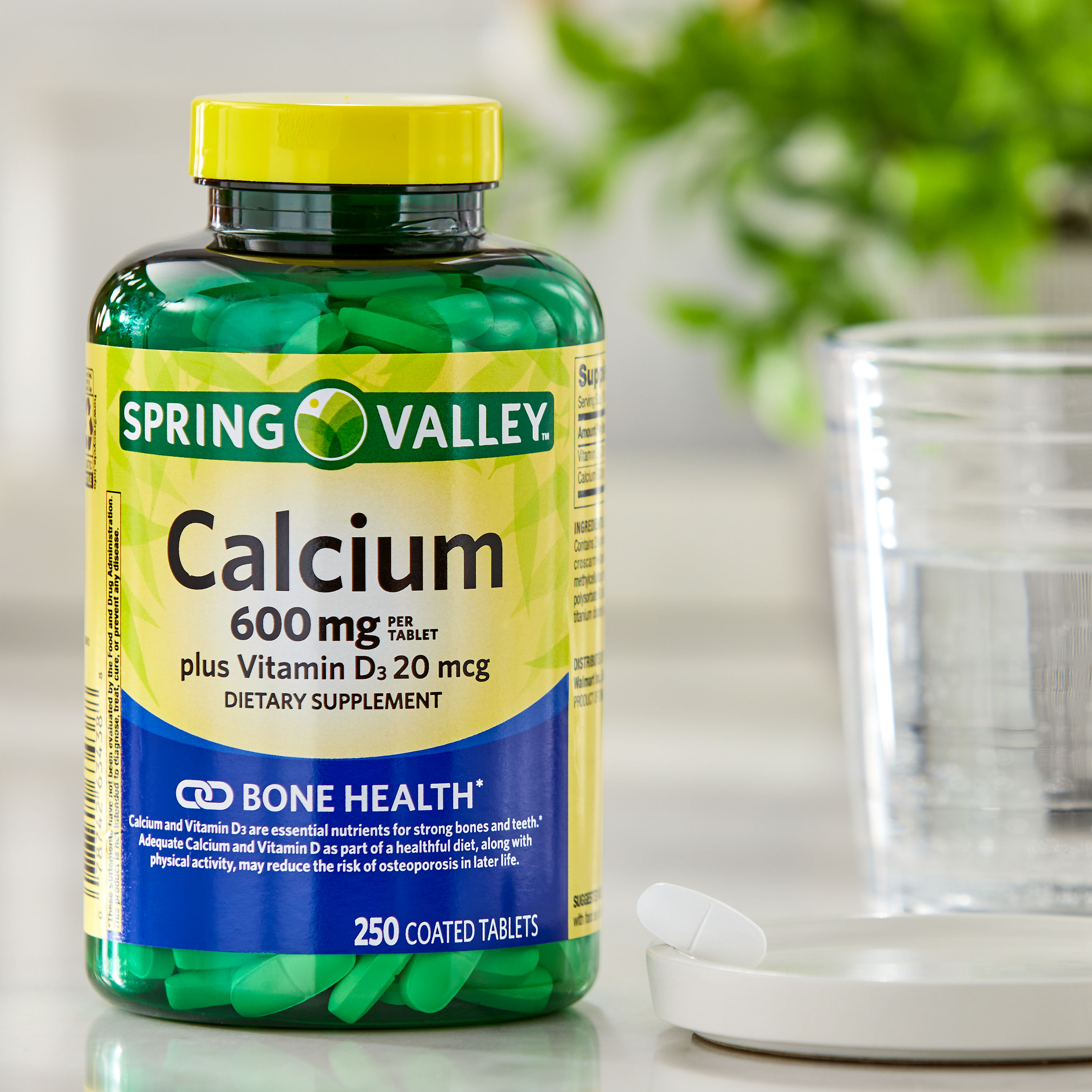 Spring Valley Calcium Plus Vitamin D Tablets Dietary Supplement, 600 mg, 250 Count - image 4 of 9