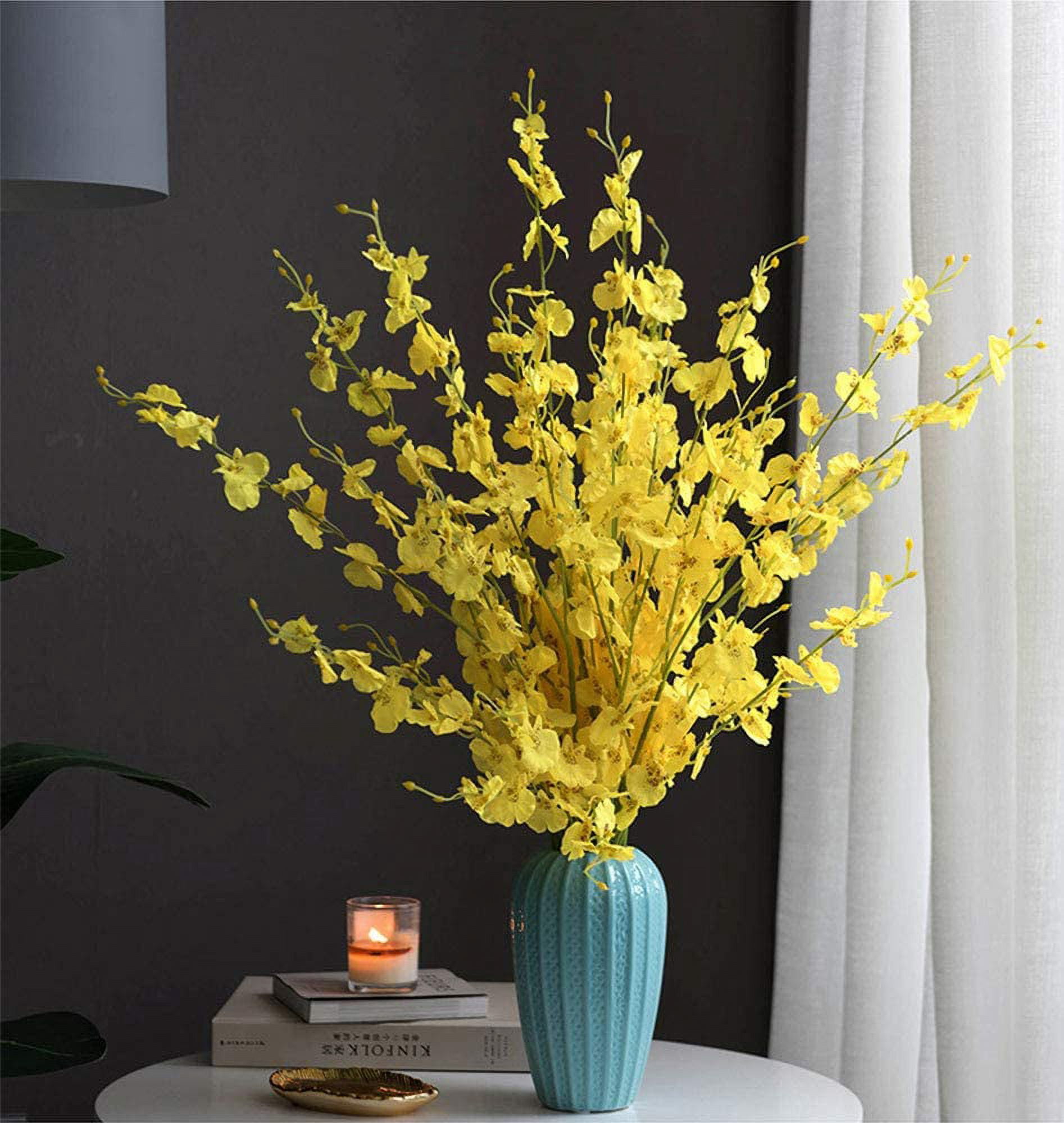 12Pcs Artificial Orchids Flowers Fake Silk Dancing Lady Orchid Faux Long Stem Flowers in Bulk for Home Wedding Office Party Festive Indoor Outdoor Decoration (New Burgundy)