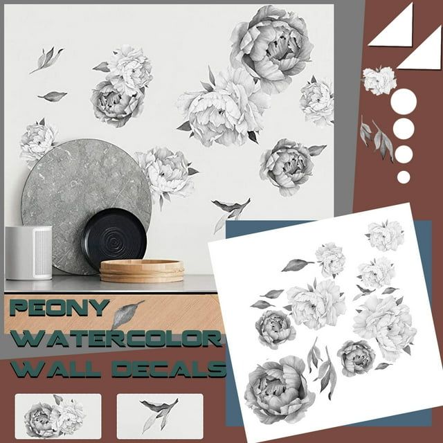 Elegant Watercolor Peony Floral Wall Decal Sticker Home Mural For Living Room Bedroom Interior Design