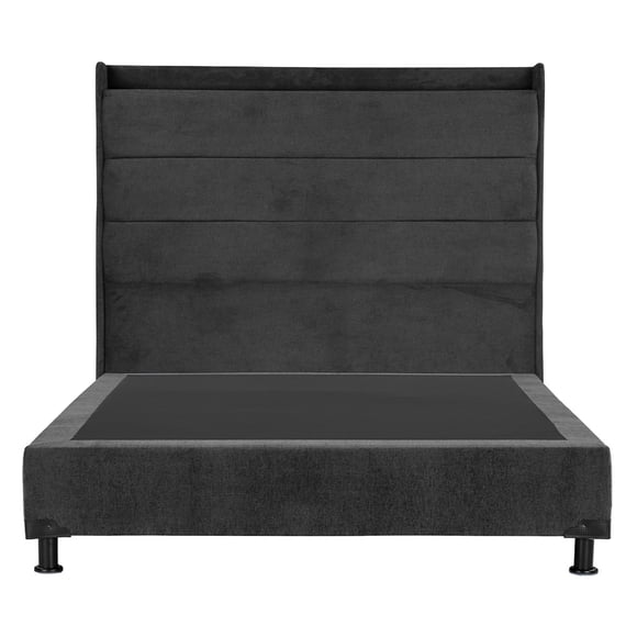 Recámara Matrimonial Trinity Wing Gris Carbón con Cabecera + Box Base Cama