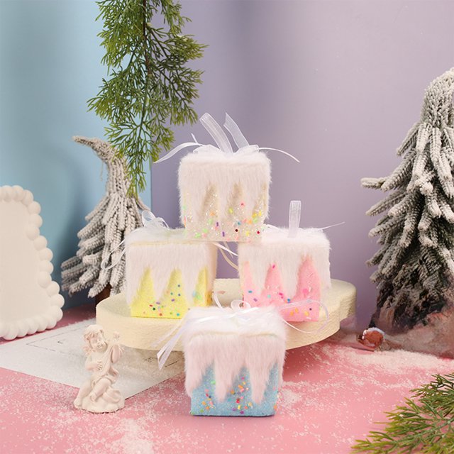 Set de Regalo de Bolas Navideñas, Caja de Regalo, Bolas Colgantes para Árbol de Navidad Pintadas de Color Azul, Decoración Colgante - Plástico - Paquete de 3