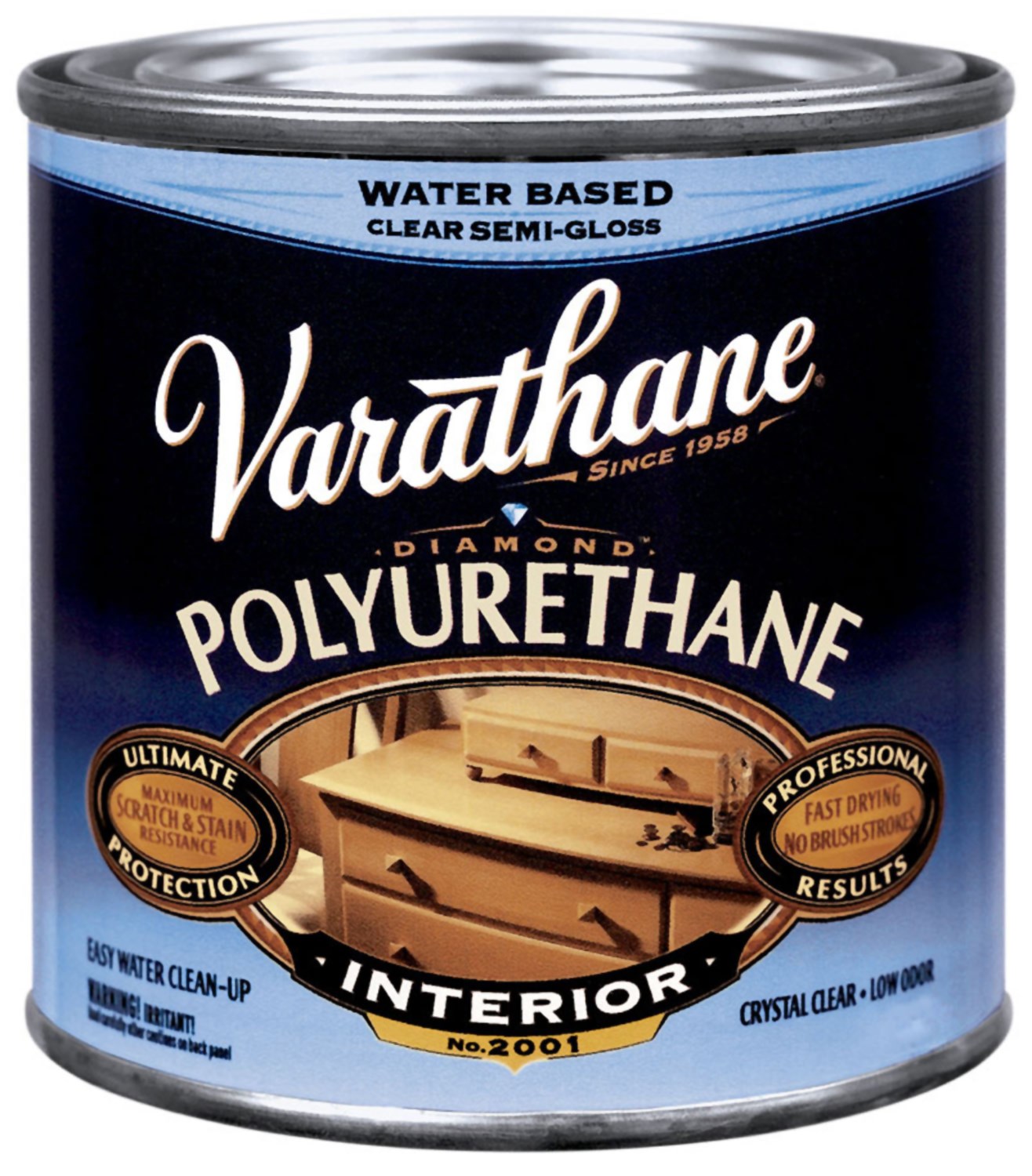 Varathane 200161h 1/2 Pint SemiGloss WaterBased Diamond Polyurethane