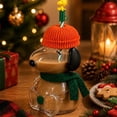 thumbnail image 5 of 2Pack Cartoon Dog‑Shaped Snoo.py Glass Cold Cup Tumbler With Straw, 20oz Removable Knit Hat & Scarf, Cute Novelty Glass Cup for Iced Coffee & Cold Drinks, 5 of 9
