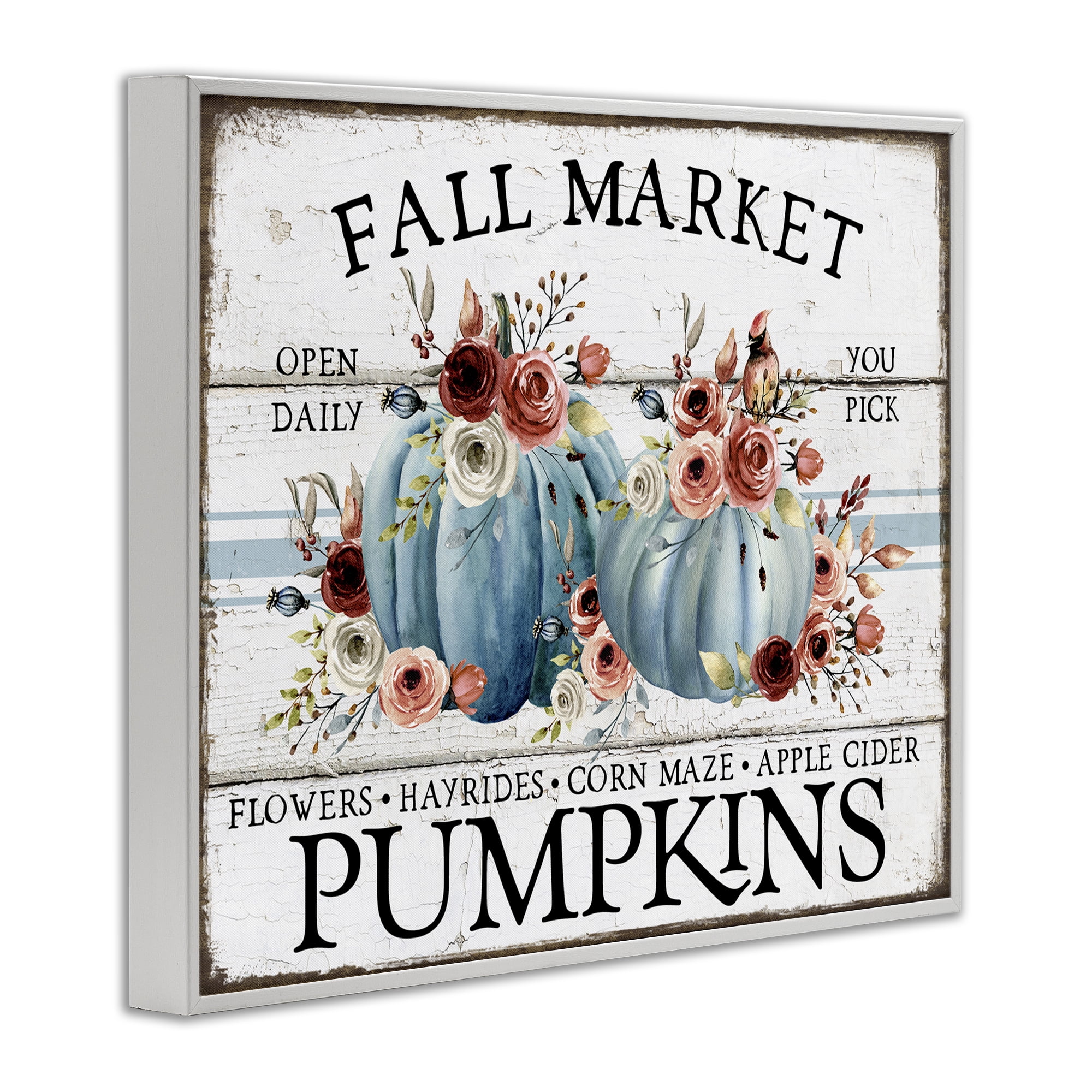 Stupell Industries Fall Market with Roses Holiday Painting White Framed Art Prints Wall Art, 20 x 16