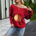 thumbnail image 2 of Pompotops T-Shirt à Manches Longues Col en Biais Imprimé Mode Décontractée pour Femmes, 2 of 5