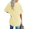 thumbnail image 2 of Loose V-neck Women's Short Sleeve T-shirt Solid Color Summer Casual Oversize Shirt Tops, 2 of 3