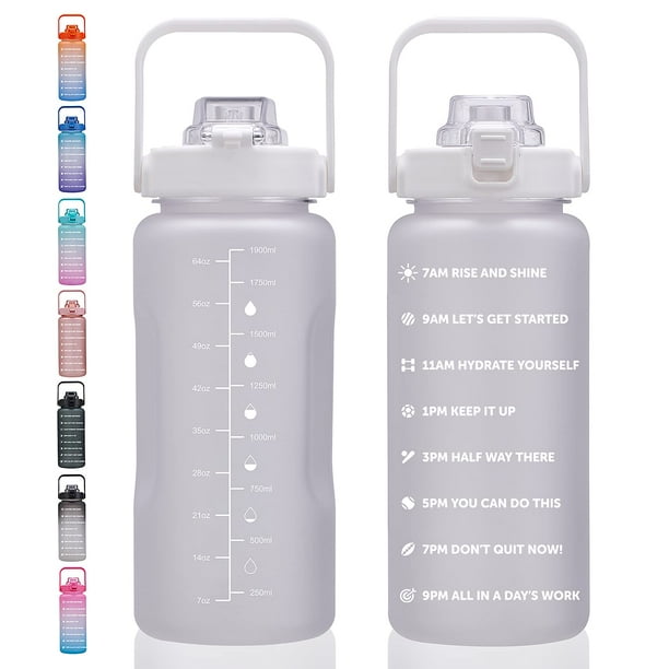 Botella de agua ST-YIBEN de 1,9 L con marcador de tiempo, a prueba de fugas y sin BPA