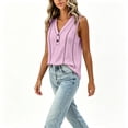 thumbnail image 6 of Pounoo Tank Tops for Women V Neck Sleeveless Button Front Plain Detail Loose Fit Shirts Casual Daily Lightweight Camisoles, 6 of 10