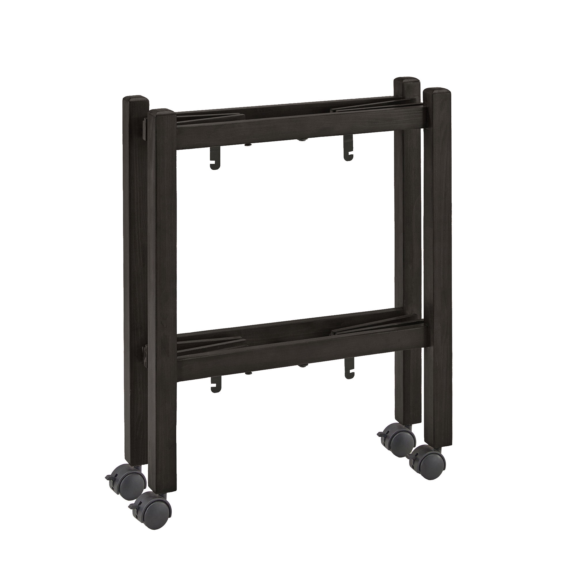 Weston Home Telluride Wood Finish Folding Bar Cart with Two Detachable Trays, Black Finish