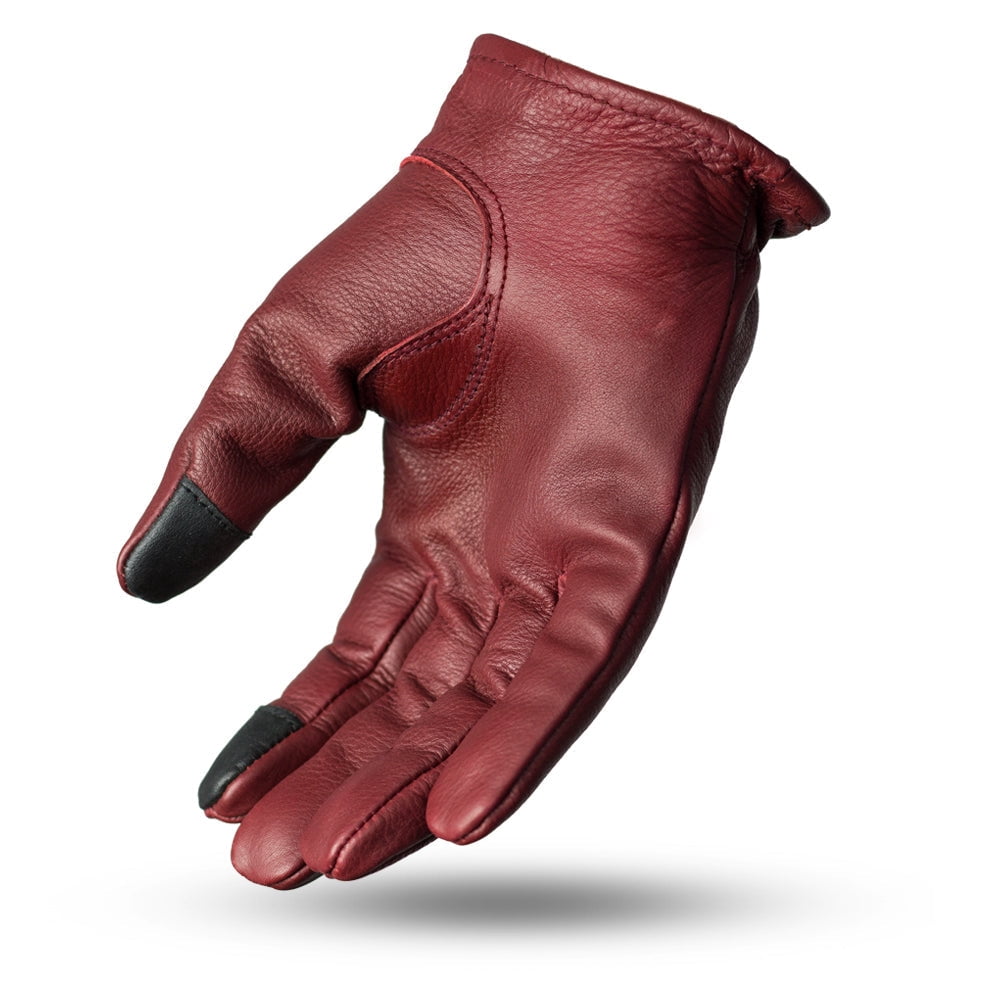 First Mfg Co - Roper - Men's Motorcycle Biker Riding Oxblood Leather Gloves - Touch Screen Support