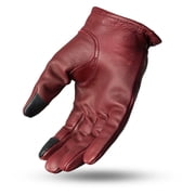 First Mfg Co - Roper - Men's Motorcycle Biker Riding Oxblood Leather Gloves - Touch Screen Support