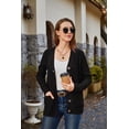 thumbnail image 2 of Women's Long Sleeve Cable Knit Sweater Open Front Cardigan Button Loose Outerwear, 2 of 6