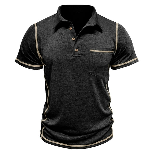 QIPOPIQ Men's Waffle Henley Short Sleeve Shirts Casual Basic Button T-Shirt Classic Summer Tops Clearance