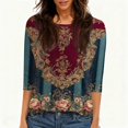 thumbnail image 5 of KLHDSF 3/4 Sleeve Tops for Women Basic Crew Neck Spring Blouses Casual Fit Fall T Shirts 2026 Wine XL, 5 of 5