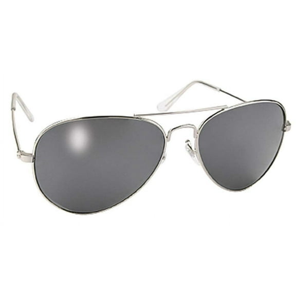 Pacific Coast Classic Aviator Motorcycle Sunglasses Silver Frame w/Smoke Lenses