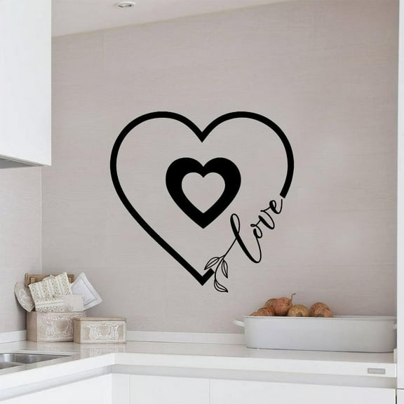 Love - Big Beautiful Heart Silhouette Cute Heart Vinyl Wall Sticker Wall Art Wall Decal Lovely Home Living Room Bed Room Wall Decor House Home Decor Design Sticker Decoration Size (24x40 inch)