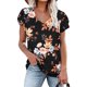 thumbnail image 1 of ICHUANYI Clearance Fashion Women's Summer V-Neck Short Sleeve Print Casual T-shirt Blouse(Brown, XXL) ICHUANYI WER2023081403094, 1 of 4