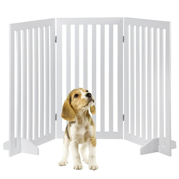 ZENSTYLE 36 Inch Foldable Pet Fence Home Entryway Doorway Indoor Dog Fence Pet Gate 3 Panels White
