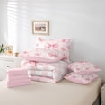 thumbnail image 6 of jejeloiu Ribbon Bowknot Print 7pcs Bedding Comforter Set,Classic Geometric Checkered Queen Bedding Sets For Kids Reversible, 6 of 8
