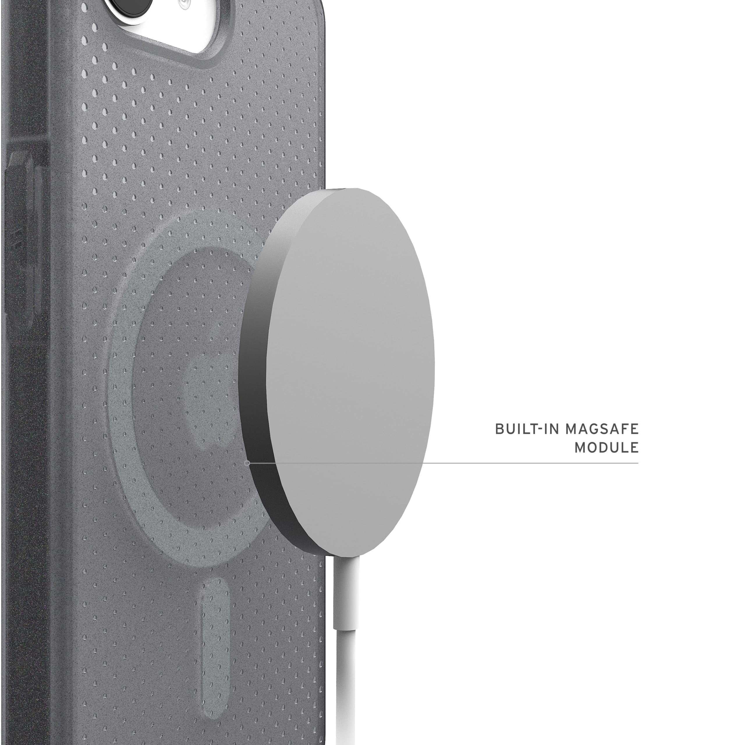 UAG iPhone 17e / iPhone 16e Case Dot - Compatible with MagSafe Rugged Lightweight Textured Clear Military Grade Drop Proof Protective Cover, Ash