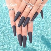 ?Perfect Gift for Girls/Womens?Fofosbeauty 24pcs Press on False Nail Tips Extra Long Coffin Manicure Full Cover Fake Nails, Matte Black