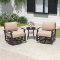 thumbnail image 5 of ALAULM 3 Pieces Patio Furniture Set, 2 Aluminum Outdoor Swivel Rocking Chairs with 5.1" Padded Removable Cushions & 1 Tempered Glass Coffee Table for Backyard Lawn Porch, Sand, 5 of 8