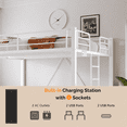 thumbnail image 6 of Zimtown Loft Bed Queen Size with LED and Charging Station, Metal Bunk Bed Frame,Heavy Duty Metal Slat Support,White, 6 of 9