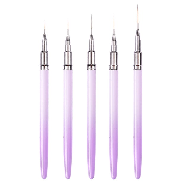 Juego de pinceles para decoración de uñas, 5 uds., pinceles para esmalte de uñas en Gel, bolígrafos para dibujar uñas con mango de Metal