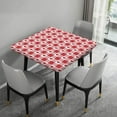 thumbnail image 4 of Valentine''s Day Fitted Tablecloth Square, Red Heart Sweet Love Elastic Edge Decor Table Clothes Waterproof Wrinkle Resistant Polyester Table Cover for Garden Patio Picnic Use, Fits 36" x 36" Table, 4 of 6