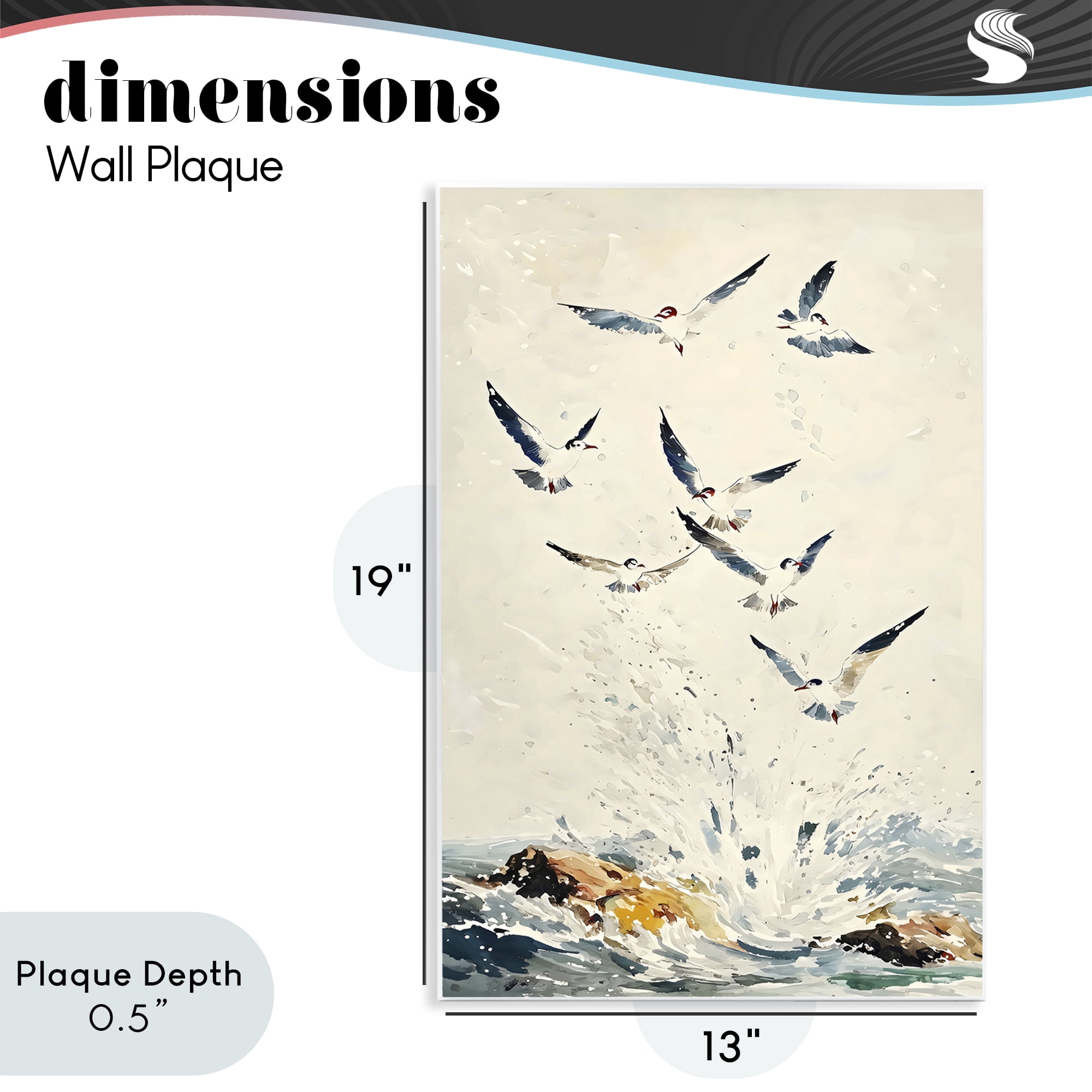 Stupell Industries Waves of Seagulls over Rocks Wall Plaque Art, design by Creative Studio