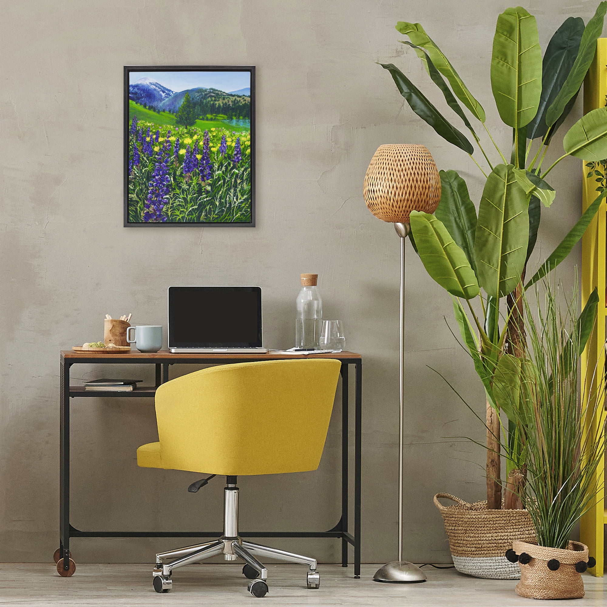 Stupell Industries Flower Speckled Valley Black Framed Floater Canvas Wall Art, design by Lee Ann Zirbes