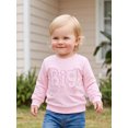 thumbnail image 5 of RUINIXCW Toddler Baby Girl Big Sister Sweatshirt Infant Baby Girl Fall Winter Outfit Applique Letters Embroidery Crewneck Long Sleeve Pullover Shirt Top, 5 of 9