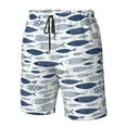thumbnail image 2 of Yiaed Blue Fish Print Men's Swim Trunks with Lining Quick Dry Sports Shorts Beach Shorts Boardshorts-Large, 2 of 5