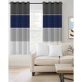 thumbnail image 3 of Blackout Curtains for Bedroom, Navy Blue Grey Striped Room Darkening Window Drapes for Living Room, Farmhouse Modern Thermal Insulated Grommet Curtains, 52x96 inch, 2 Panels, 3 of 9