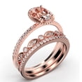 thumbnail image 3 of Gorgeous Minimalist 2.50 Carat Oval Cut Morganite And Diamond Moissanite Engagement Ring, Floral Wedding Ring, Two Matching Band in 925 Sterling Silver With 18k Rose Gold Plating, Gift For Her, 3 of 4